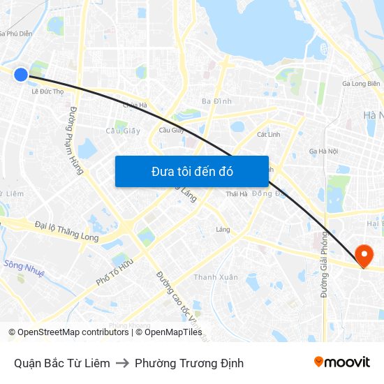 Quận Bắc Từ Liêm to Phường Trương Định map