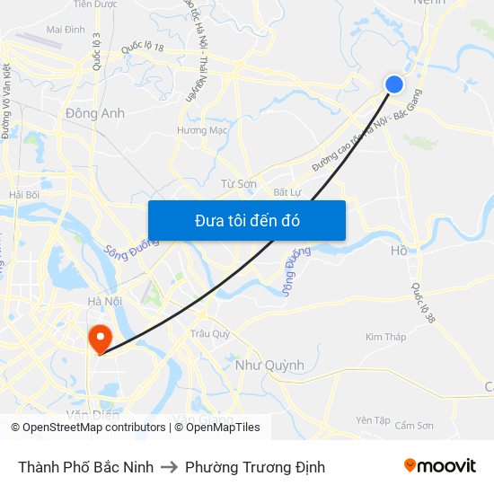 Thành Phố Bắc Ninh to Phường Trương Định map