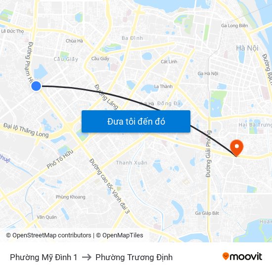 Phường Mỹ Đình 1 to Phường Trương Định map