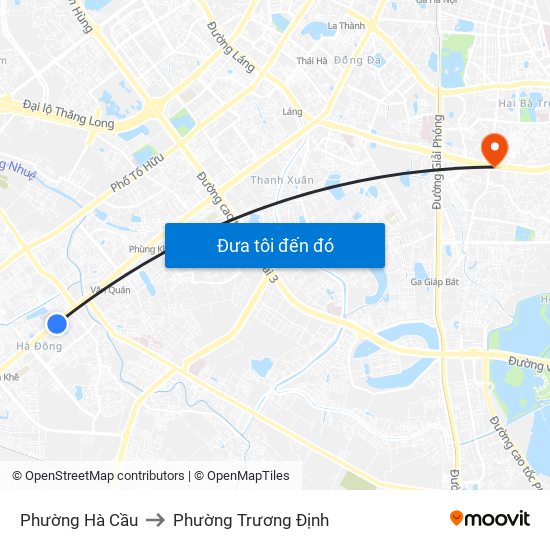 Phường Hà Cầu to Phường Trương Định map