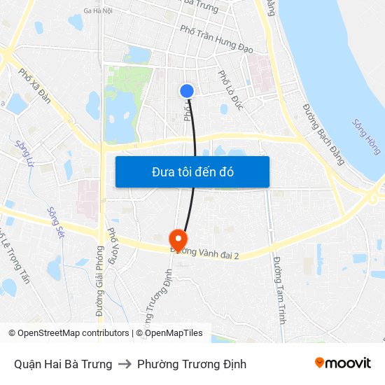 Quận Hai Bà Trưng to Phường Trương Định map