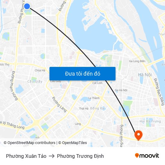 Phường Xuân Tảo to Phường Trương Định map