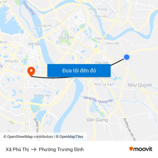 Xã Phú Thị to Phường Trương Định map