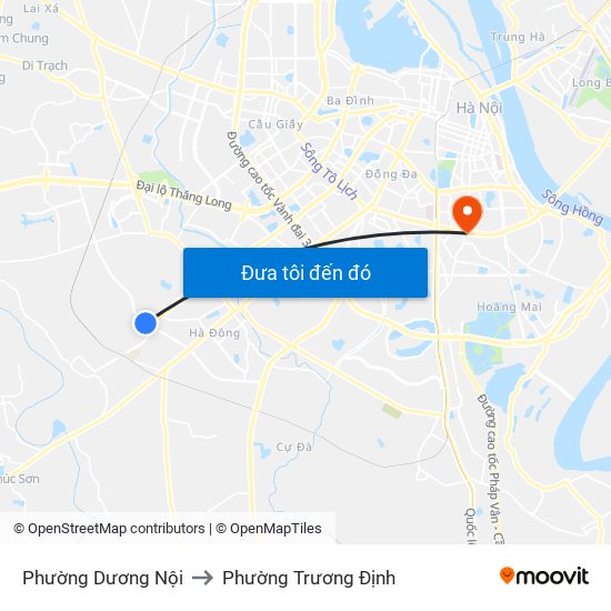 Phường Dương Nội to Phường Trương Định map