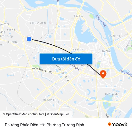 Phường Phúc Diễn to Phường Trương Định map