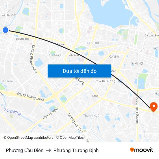 Phường Cầu Diễn to Phường Trương Định map