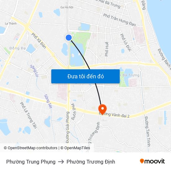 Phường Trung Phụng to Phường Trương Định map