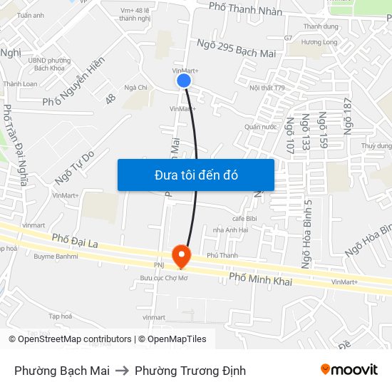 Phường Bạch Mai to Phường Trương Định map
