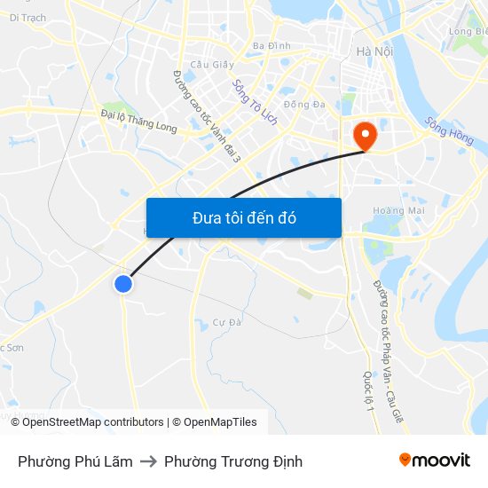 Phường Phú Lãm to Phường Trương Định map