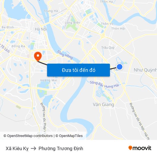 Xã Kiêu Kỵ to Phường Trương Định map