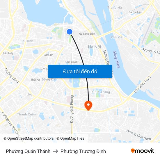 Phường Quán Thánh to Phường Trương Định map