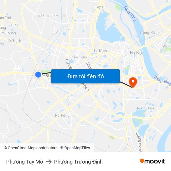 Phường Tây Mỗ to Phường Trương Định map