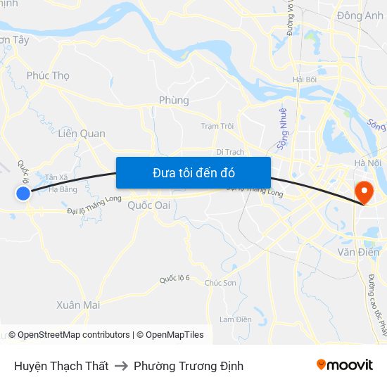 Huyện Thạch Thất to Phường Trương Định map