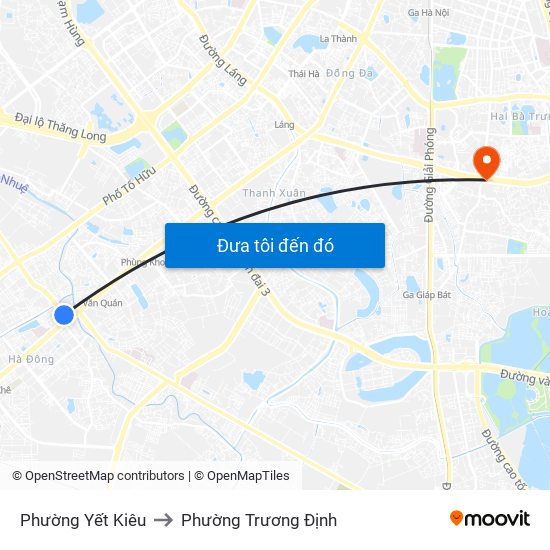 Phường Yết Kiêu to Phường Trương Định map