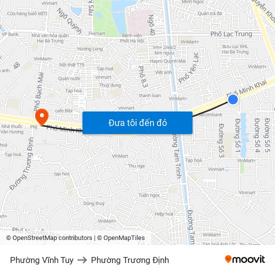Phường Vĩnh Tuy to Phường Trương Định map