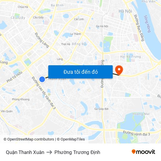 Quận Thanh Xuân to Phường Trương Định map