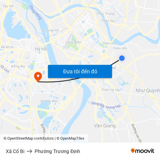 Xã Cổ Bi to Phường Trương Định map