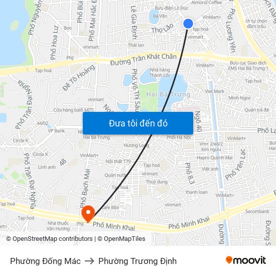 Phường Đống Mác to Phường Trương Định map