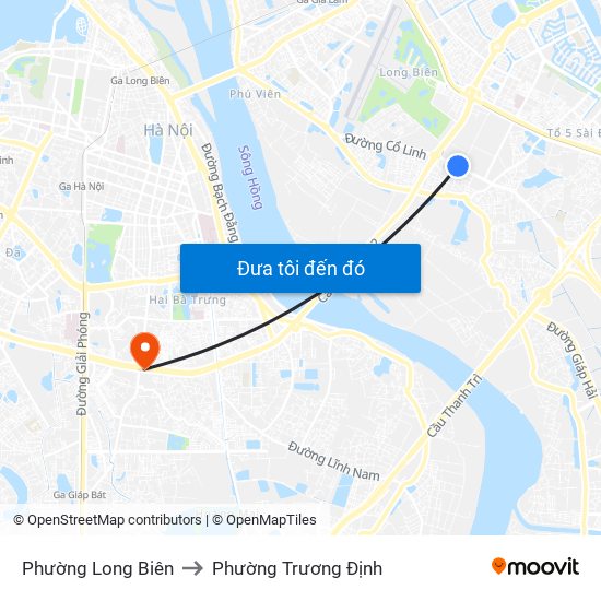 Phường Long Biên to Phường Trương Định map