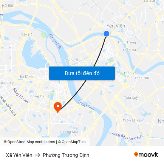 Xã Yên Viên to Phường Trương Định map