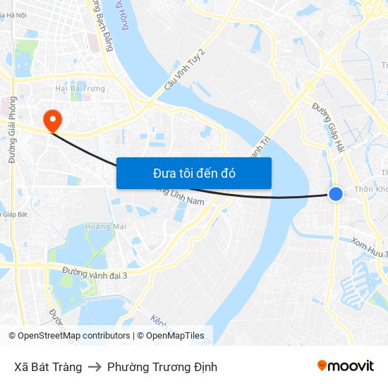 Xã Bát Tràng to Phường Trương Định map
