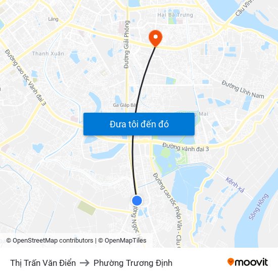 Thị Trấn Văn Điển to Phường Trương Định map