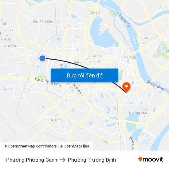 Phường Phương Canh to Phường Trương Định map