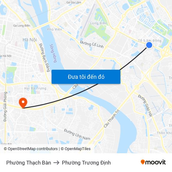 Phường Thạch Bàn to Phường Trương Định map