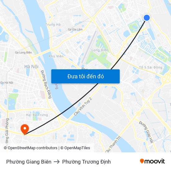 Phường Giang Biên to Phường Trương Định map