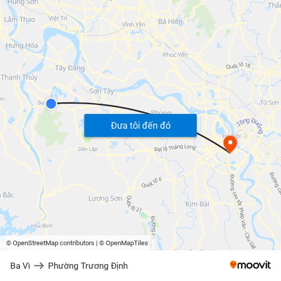 Ba Vì to Phường Trương Định map