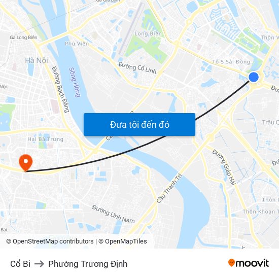 Cổ Bi to Phường Trương Định map