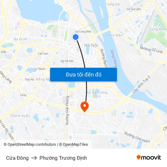Cửa Đông to Phường Trương Định map