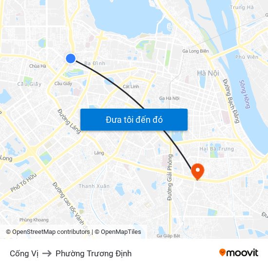 Cống Vị to Phường Trương Định map