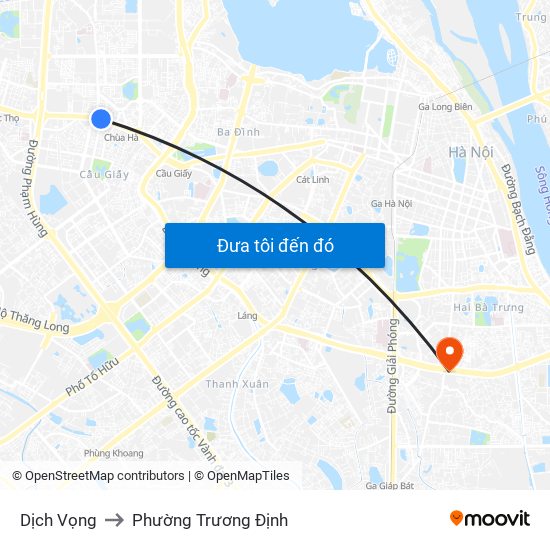 Dịch Vọng to Phường Trương Định map