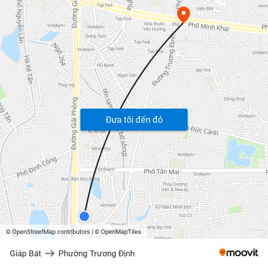 Giáp Bát to Phường Trương Định map