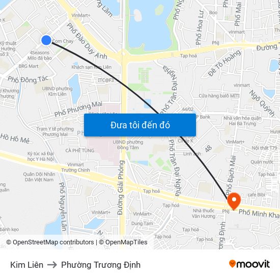 Kim Liên to Phường Trương Định map