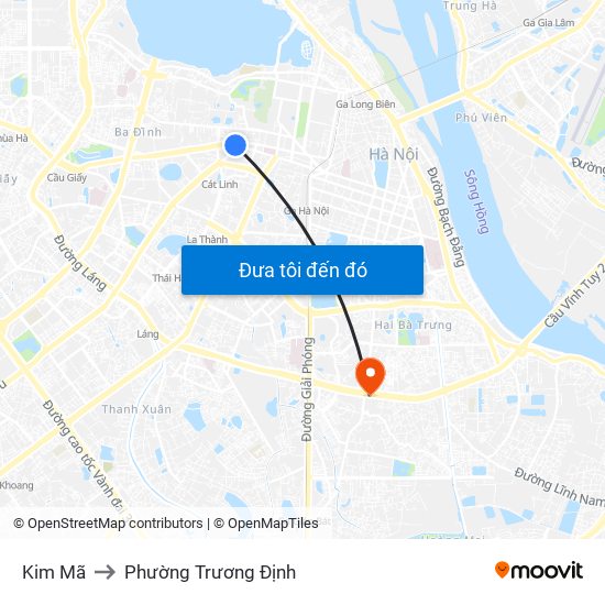 Kim Mã to Phường Trương Định map
