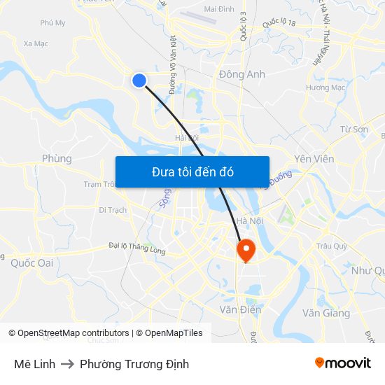 Mê Linh to Phường Trương Định map