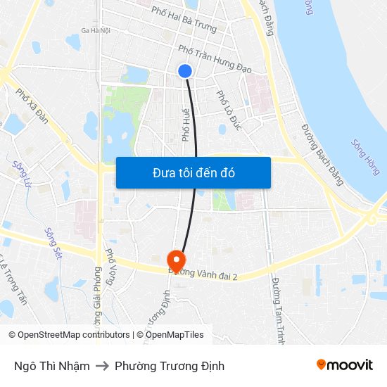 Ngô Thì Nhậm to Phường Trương Định map