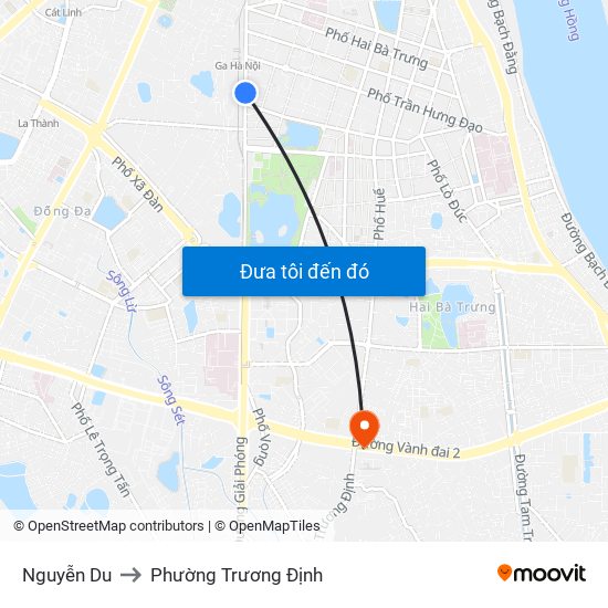 Nguyễn Du to Phường Trương Định map