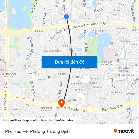 Phố Huế to Phường Trương Định map