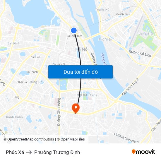 Phúc Xá to Phường Trương Định map