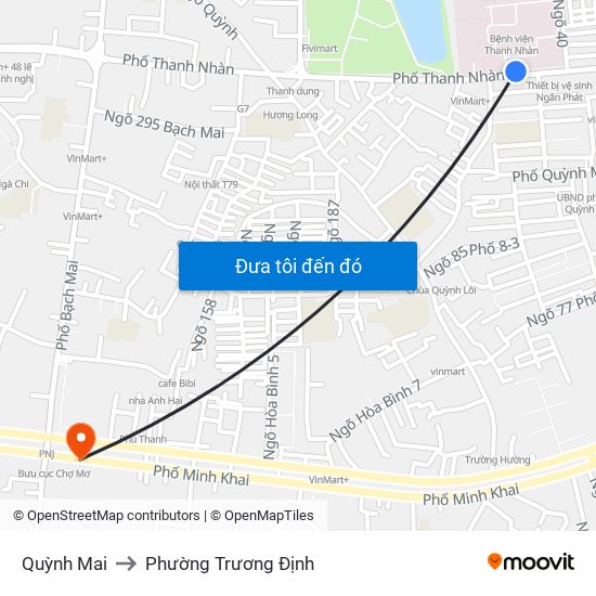 Quỳnh Mai to Phường Trương Định map