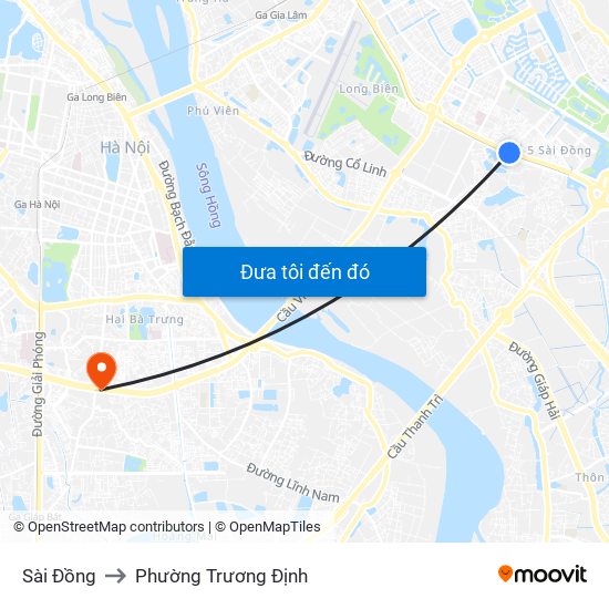 Sài Đồng to Phường Trương Định map