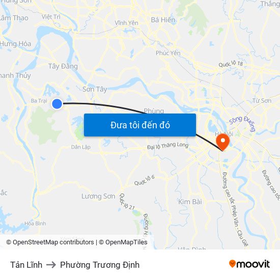 Tản Lĩnh to Phường Trương Định map