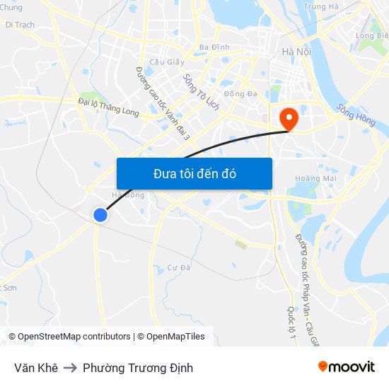 Văn Khê to Phường Trương Định map