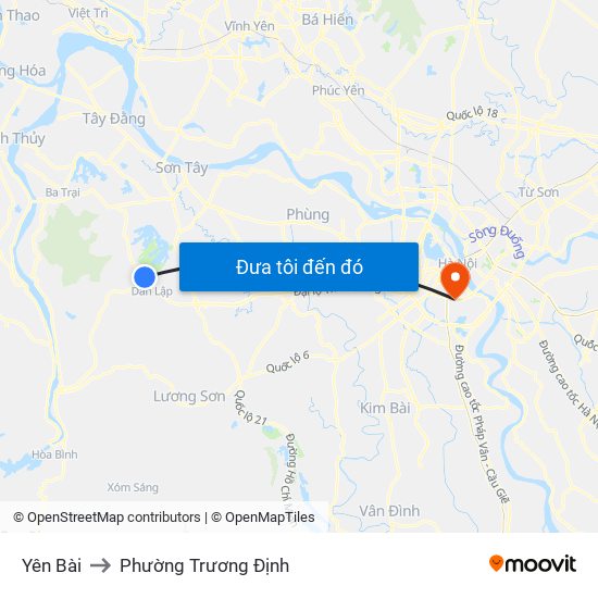 Yên Bài to Phường Trương Định map