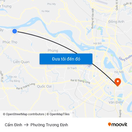 Cẩm Đình to Phường Trương Định map