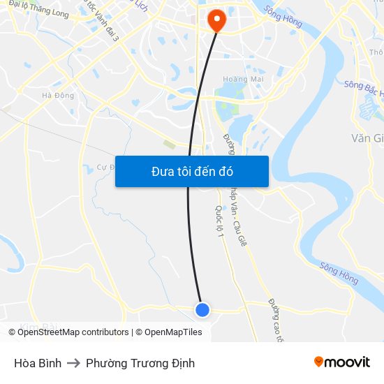 Hòa Bình to Phường Trương Định map