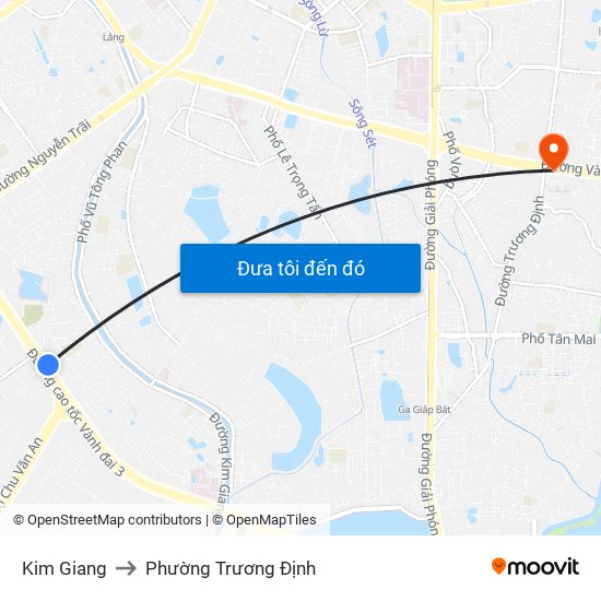 Kim Giang to Phường Trương Định map